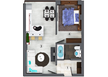 Apartamente cu 2 camere tip C